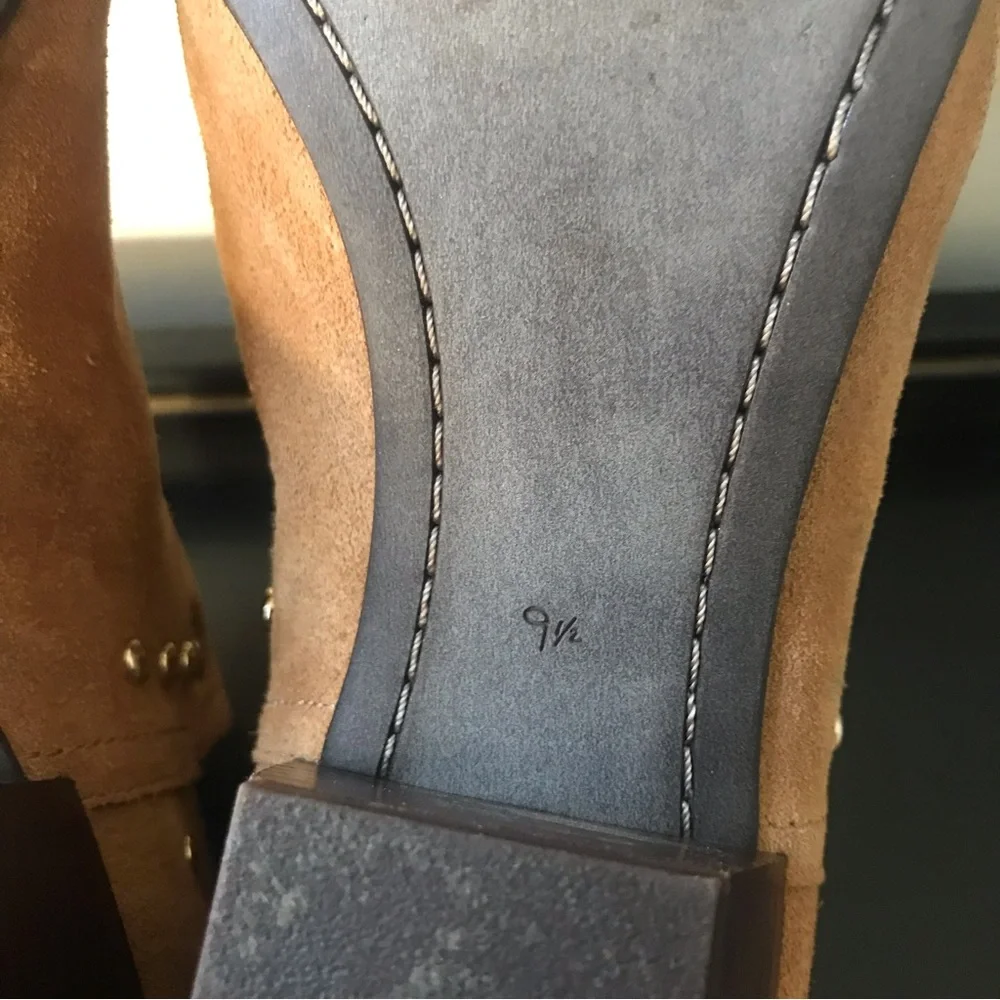 Sam Edelman Rubin Tan Brown Suede Grommet Booties, Size 9.5 Women.